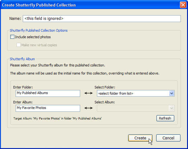 Create a new published collection